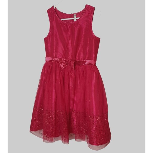 Cherokee Girls Red Dress XL Sleeveless Layered Bow Glitter Holiday Festive Chic - Picture 1 of 4